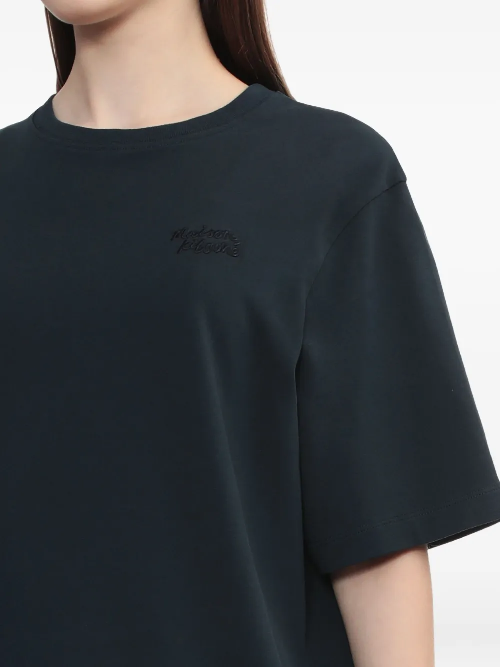 Maison Kitsuné Embroidered-logo Cotton T-shirt In Blue