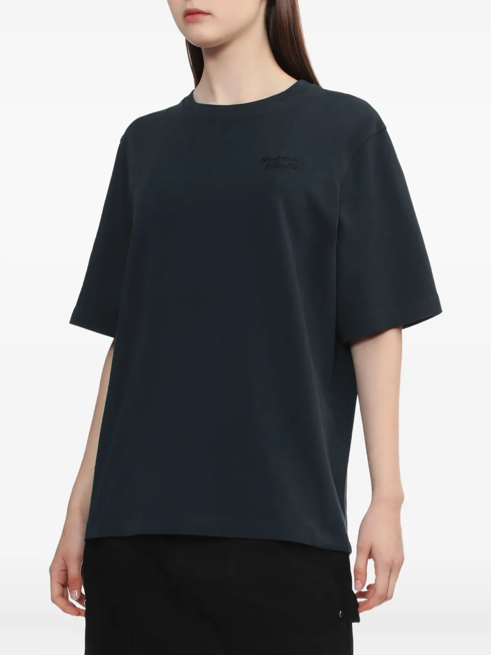 Maison Kitsuné Embroidered-logo Cotton T-shirt In Blue