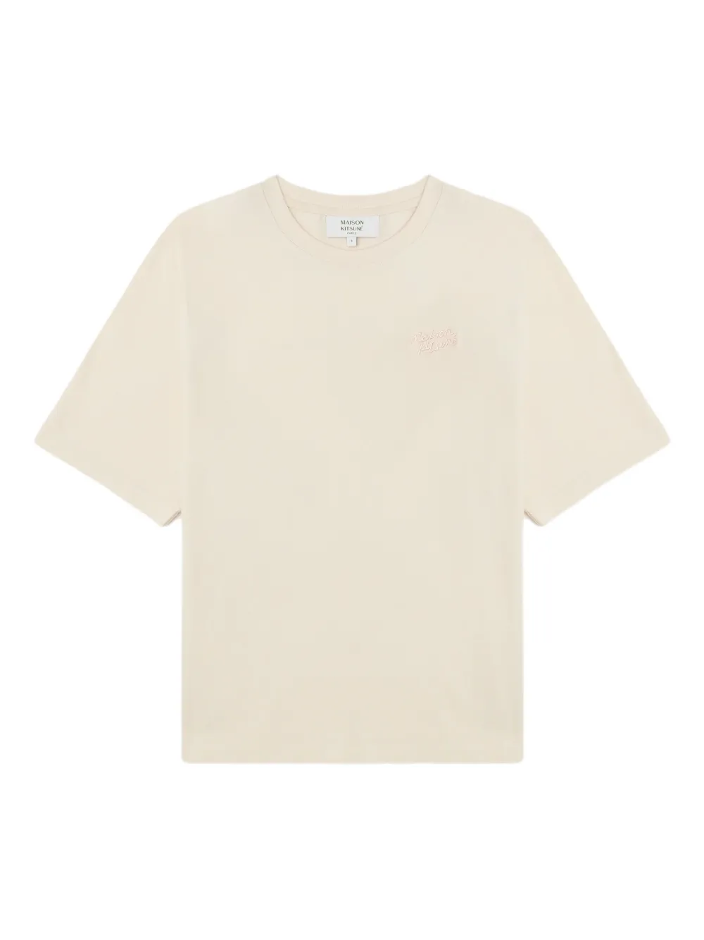 Maison Kitsuné embroidered cotton T-shirt | Neutrals | Image 1