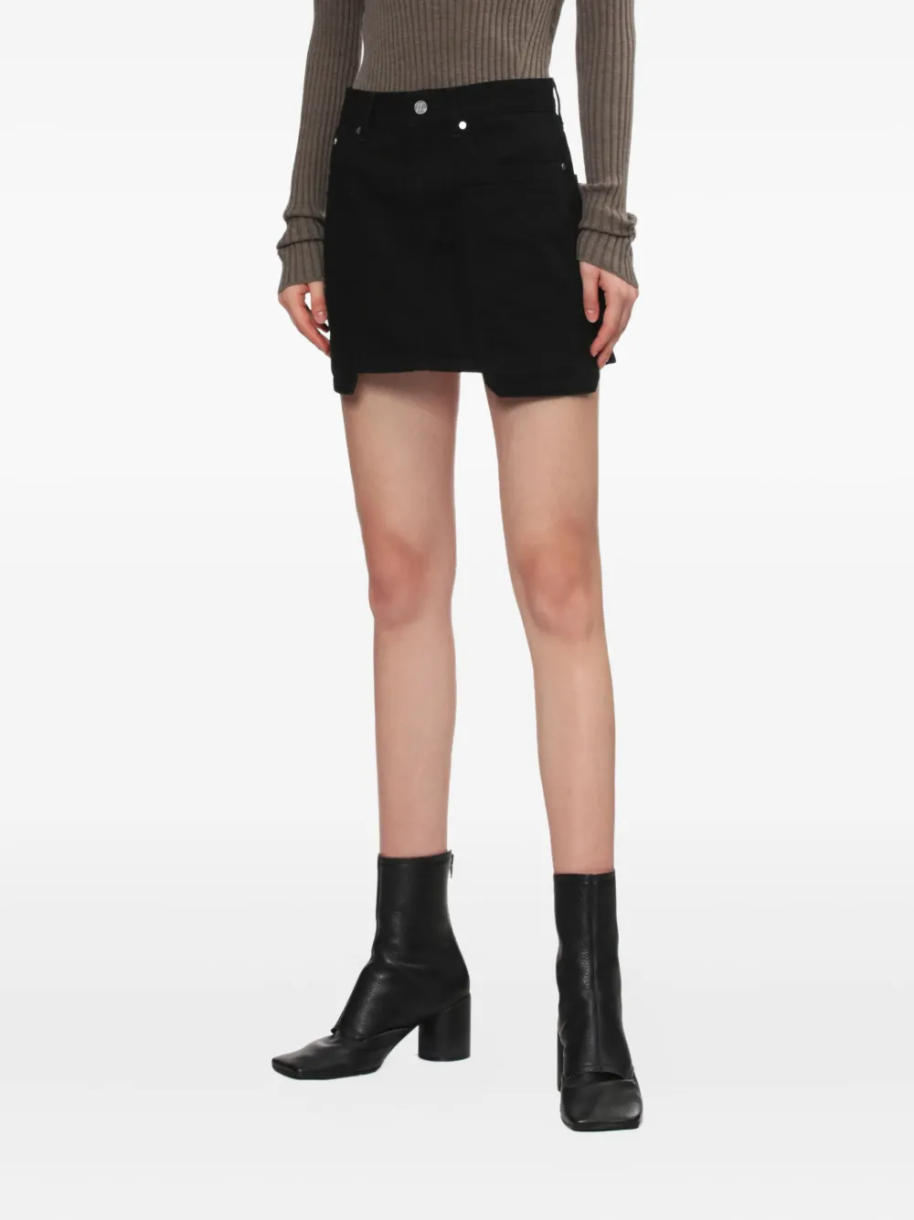 Helmut Lang Denim mini-rok met zakken Zwart