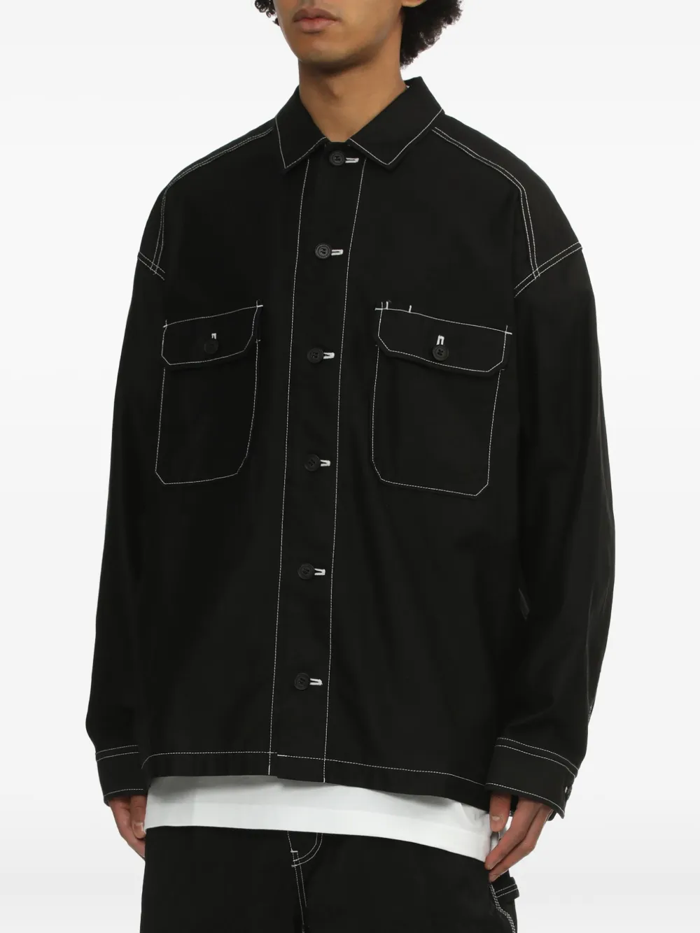 Comme des Garçons Homme Overhemd met contrasterend stiksel Zwart