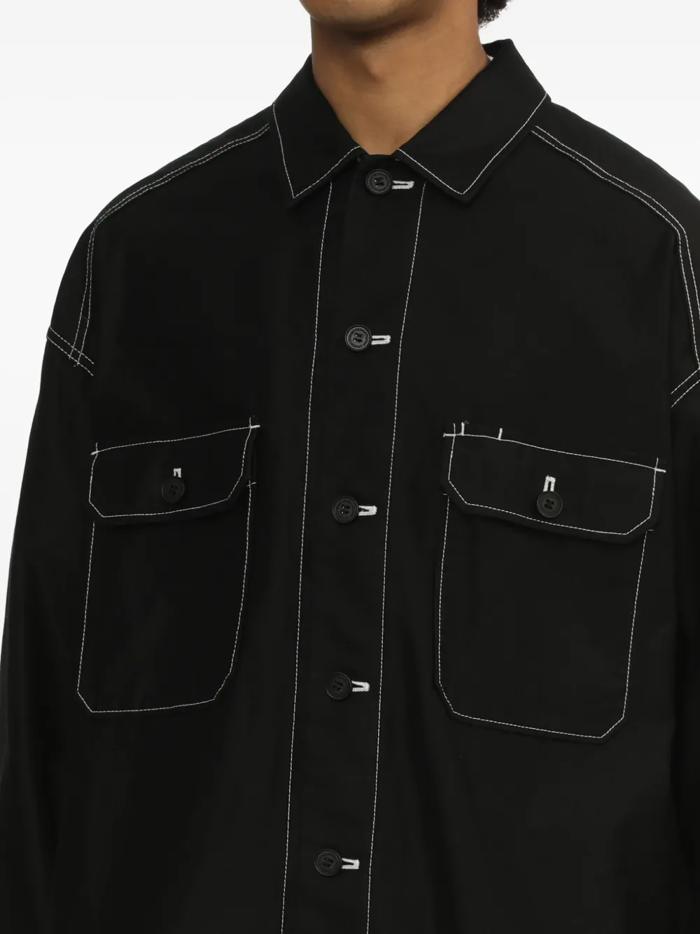 Comme des Garçons Homme Overhemd met contrasterend stiksel Zwart