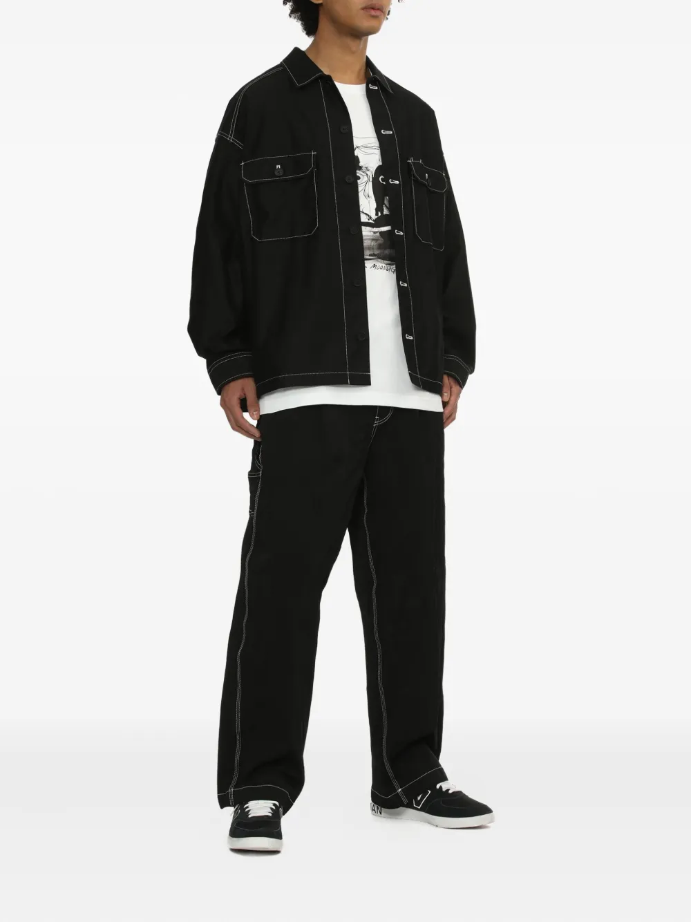 Comme des Garçons Homme Overhemd met contrasterend stiksel - Zwart