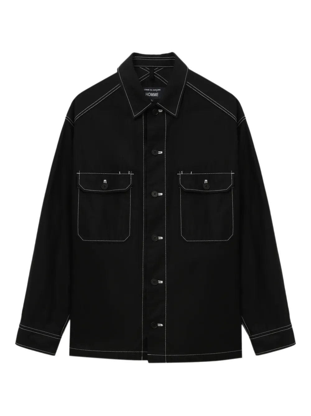 Comme des Garçons Homme contrast-stitch pocket shirt | Black | Image 1