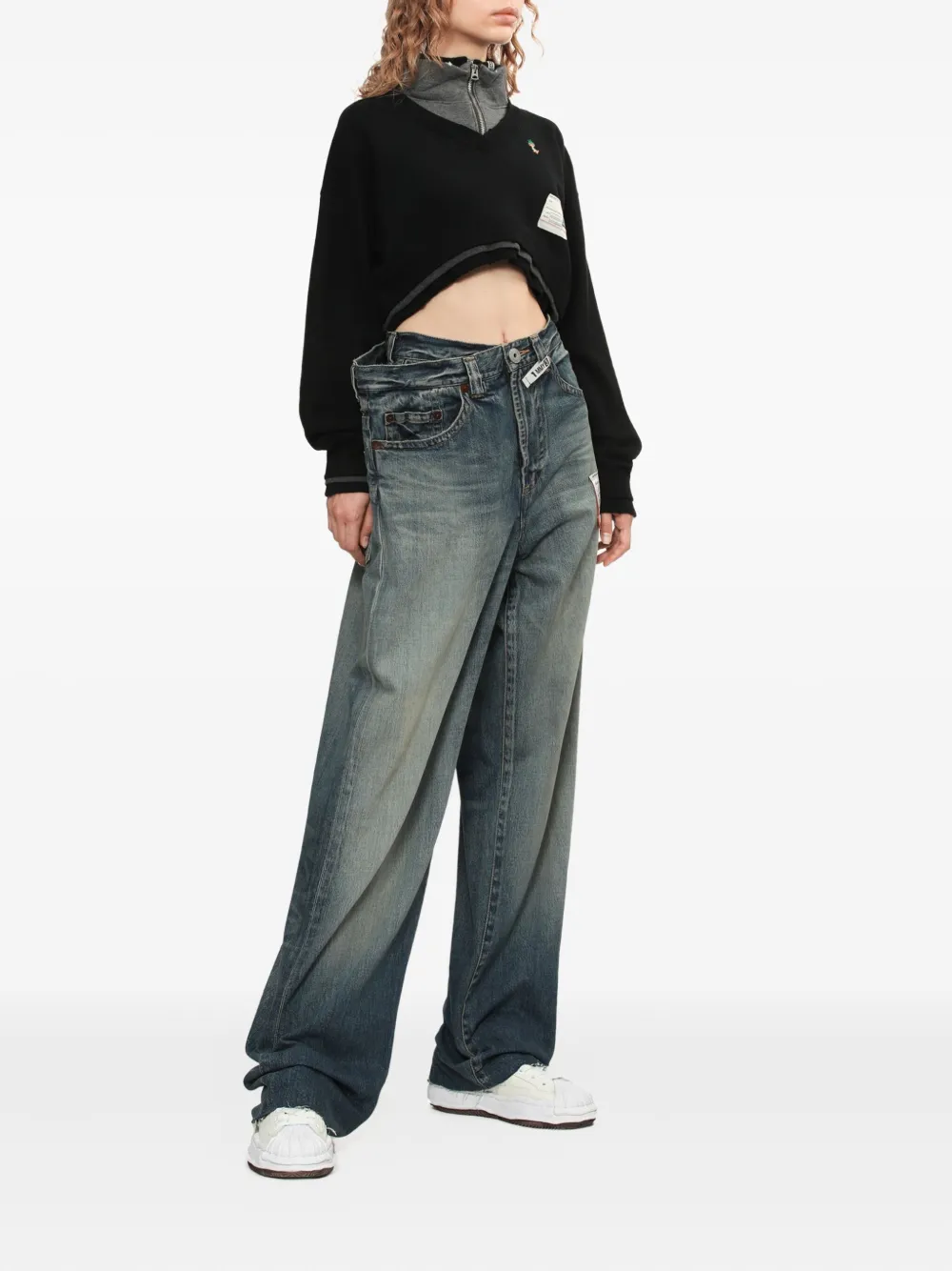 Maison MIHARA YASUHIRO Jeans met wijde pijpen en franje - Blauw