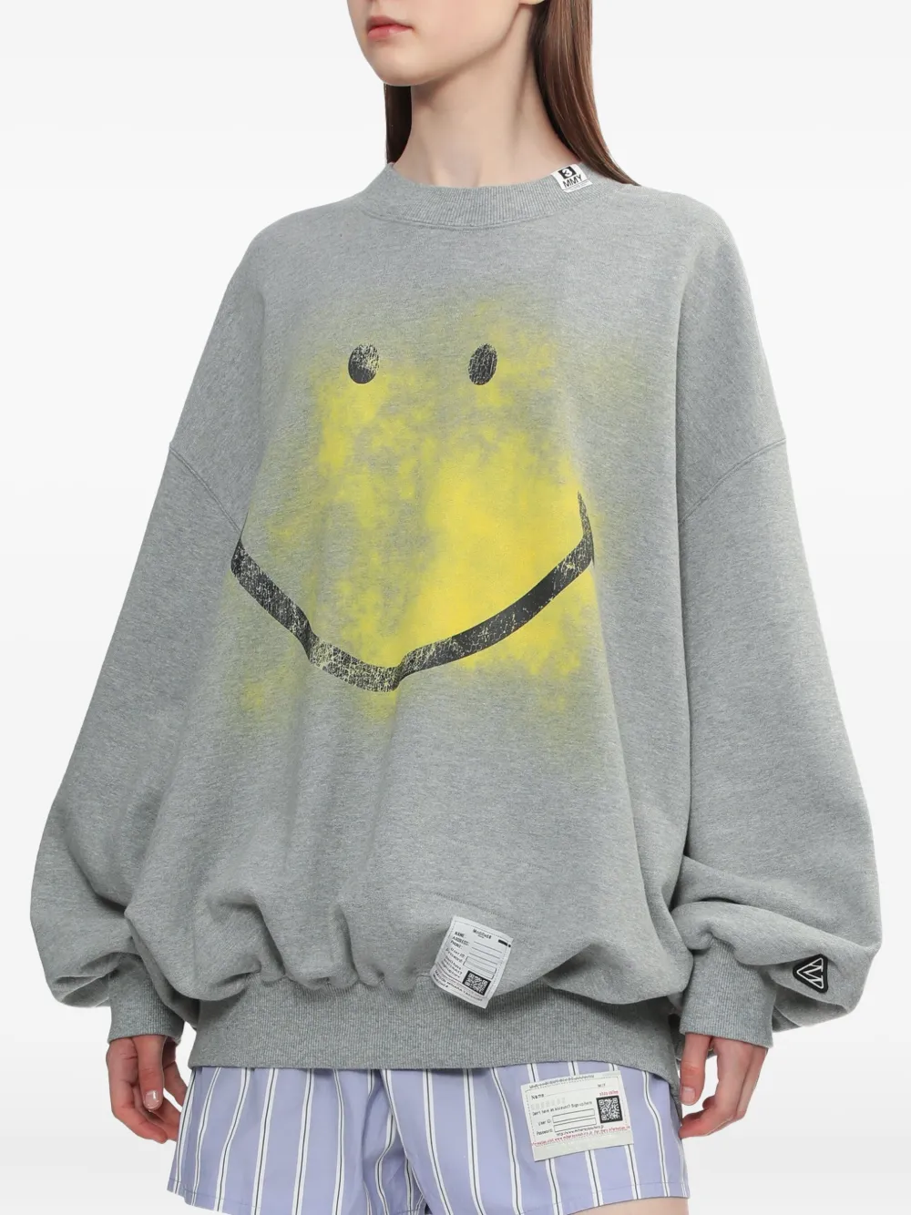 Miharayasuhiro Smiley-face Sweatshirt In Gray