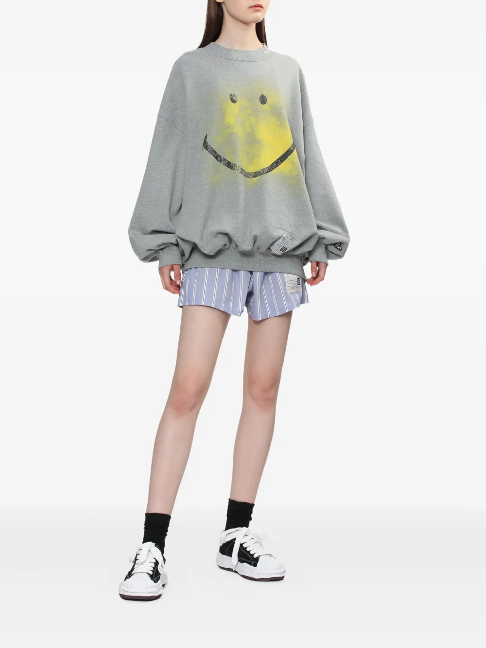 Miharayasuhiro Smiley-face Sweatshirt In Gray