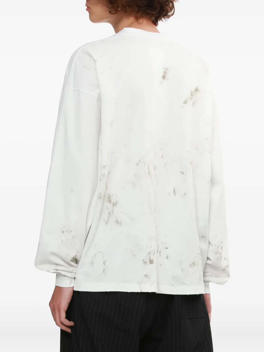 Doublet T-shirt met lange mouwen en teddy-zak Wit