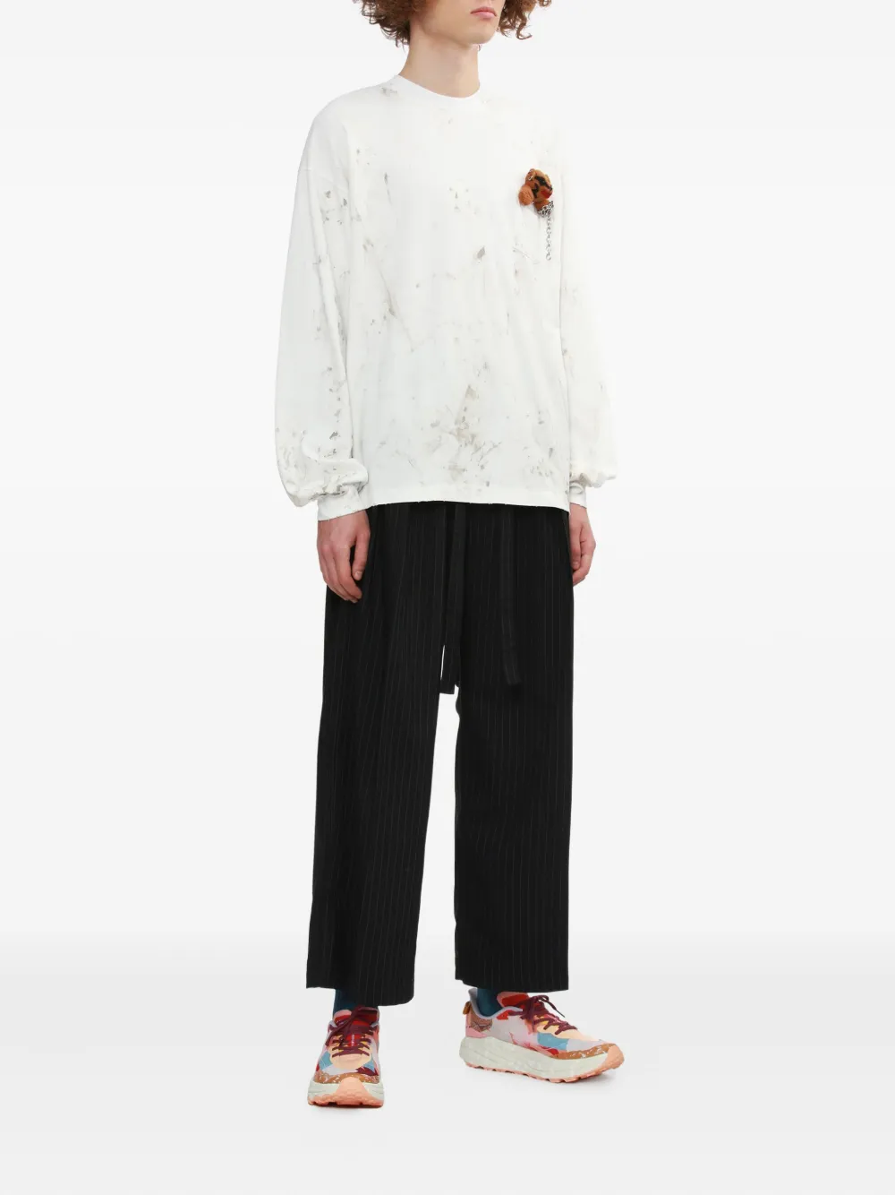 Doublet T-shirt met lange mouwen en teddy-zak - Wit