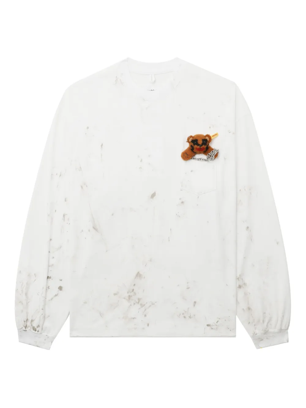 Doublet pocket-teddy long-sleeve T-shirt | White | Image 1