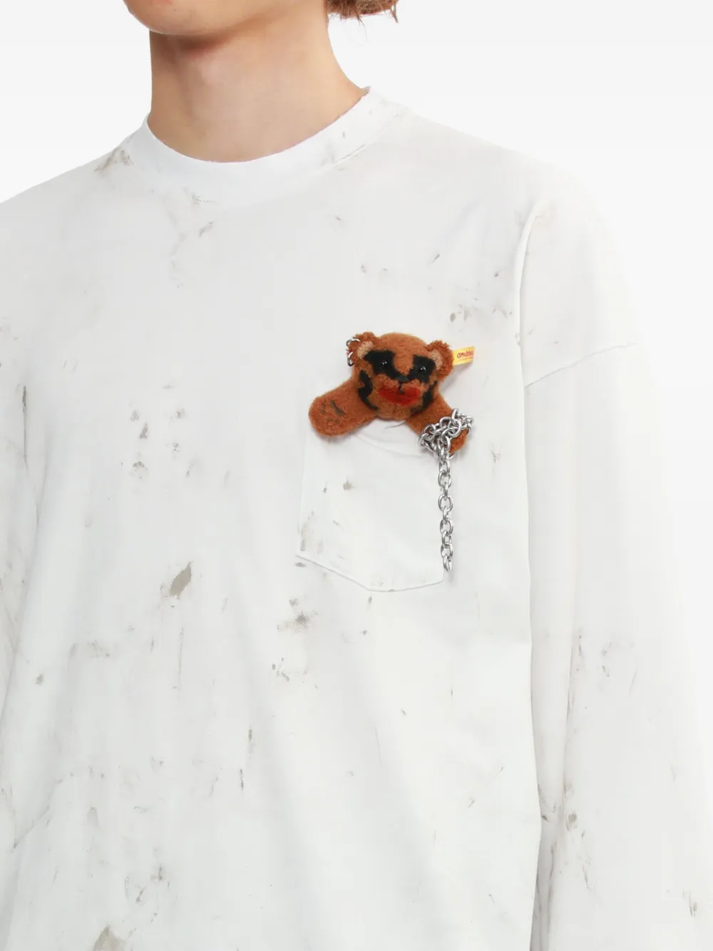 Doublet T-shirt met lange mouwen en teddy-zak Wit