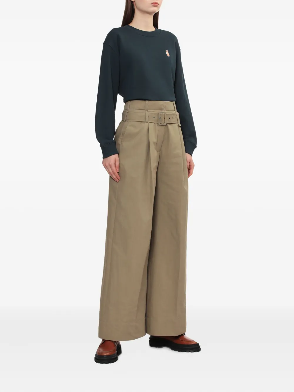 Maison Kitsuné Fox-embroidered Sweatshirt In Green