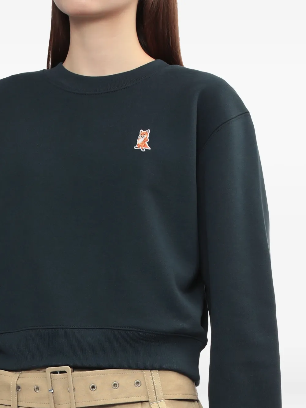 Maison Kitsuné Fox-embroidered Sweatshirt In Green