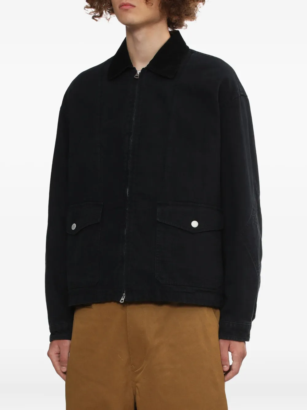 Comme Des Garçons Homme Deux Corduroy-collar Cotton Jacket In Black