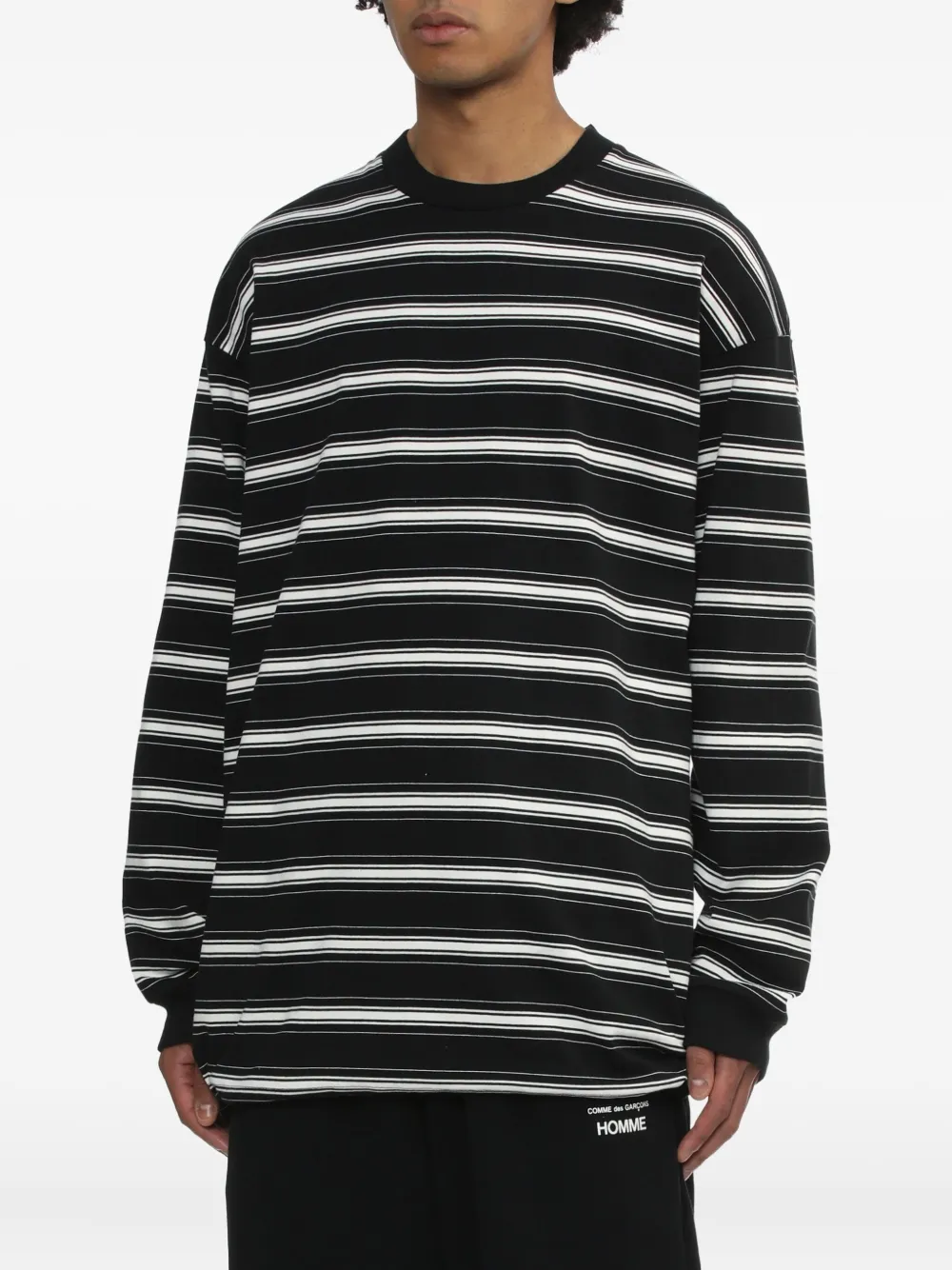 Comme Des Garçons Homme Deux Stripe-pattern Long-sleeve T-shirt In Black