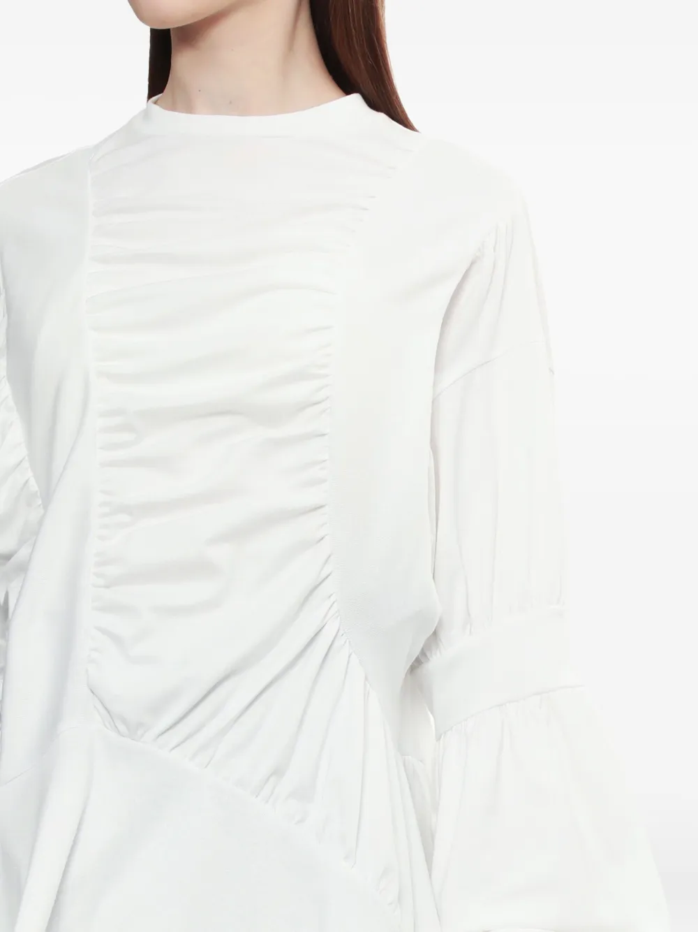 Enföld Gathered Balloon-sleeve Blouse In White