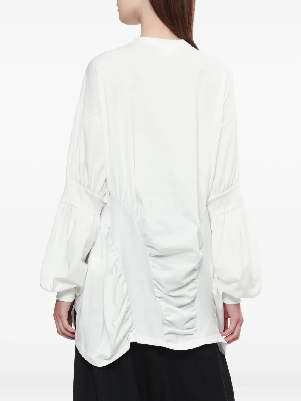 Enföld Gathered Balloon-sleeve Blouse In White