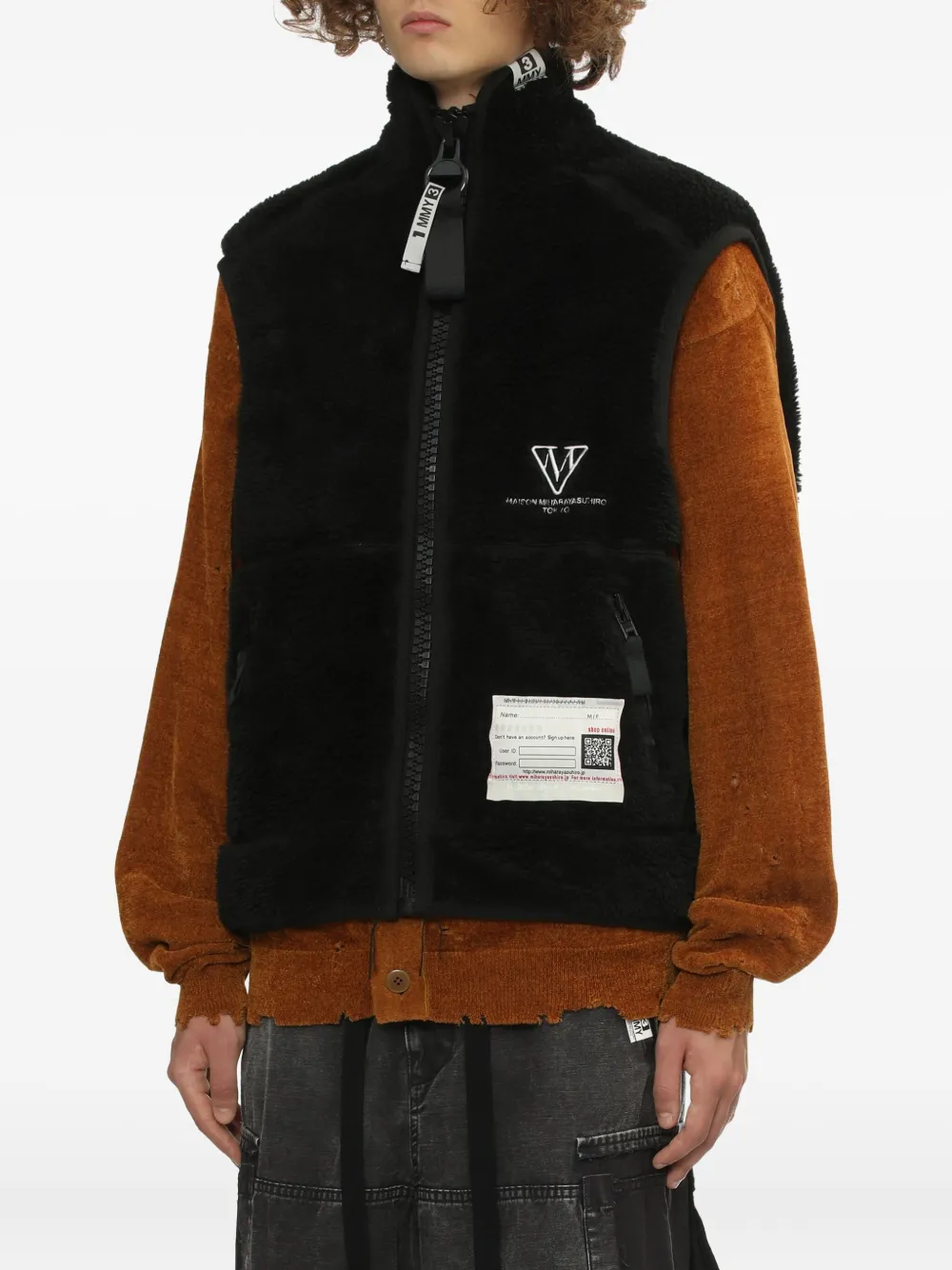 Maison MIHARA YASUHIRO Fleece gilet met rits Zwart