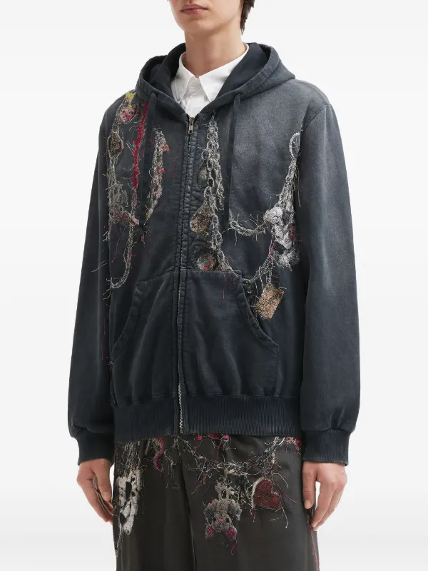 トップス doublet BURNING EMBROIDERY ZIP UP HOODIE doublet BURNING EMBROIDERY ZIP UP HOODIE