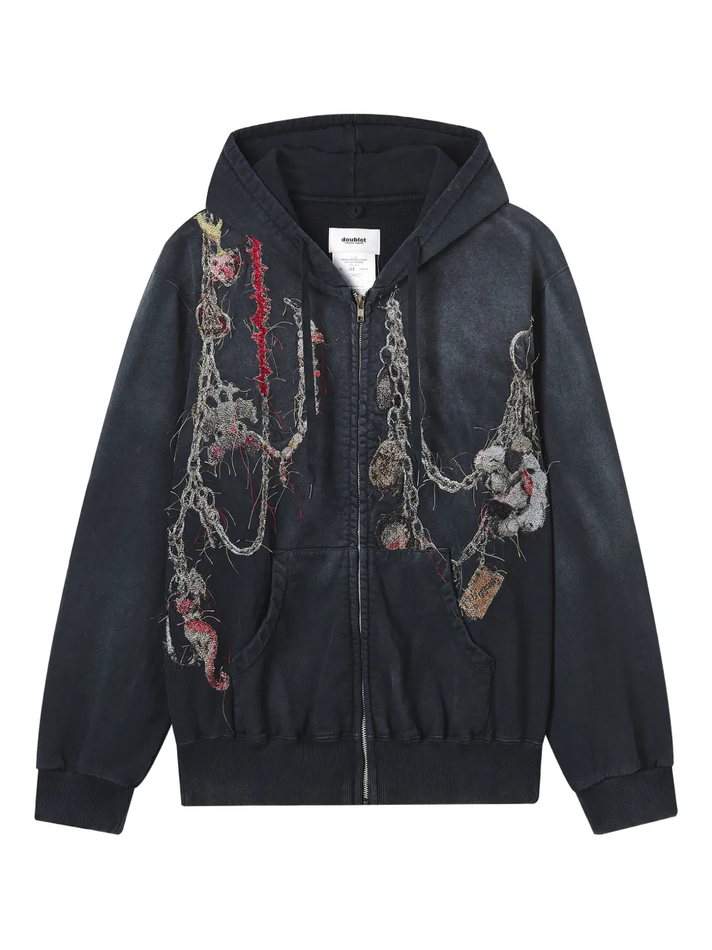 Doublet embellished zip-up hoodie | Grey | Image 1