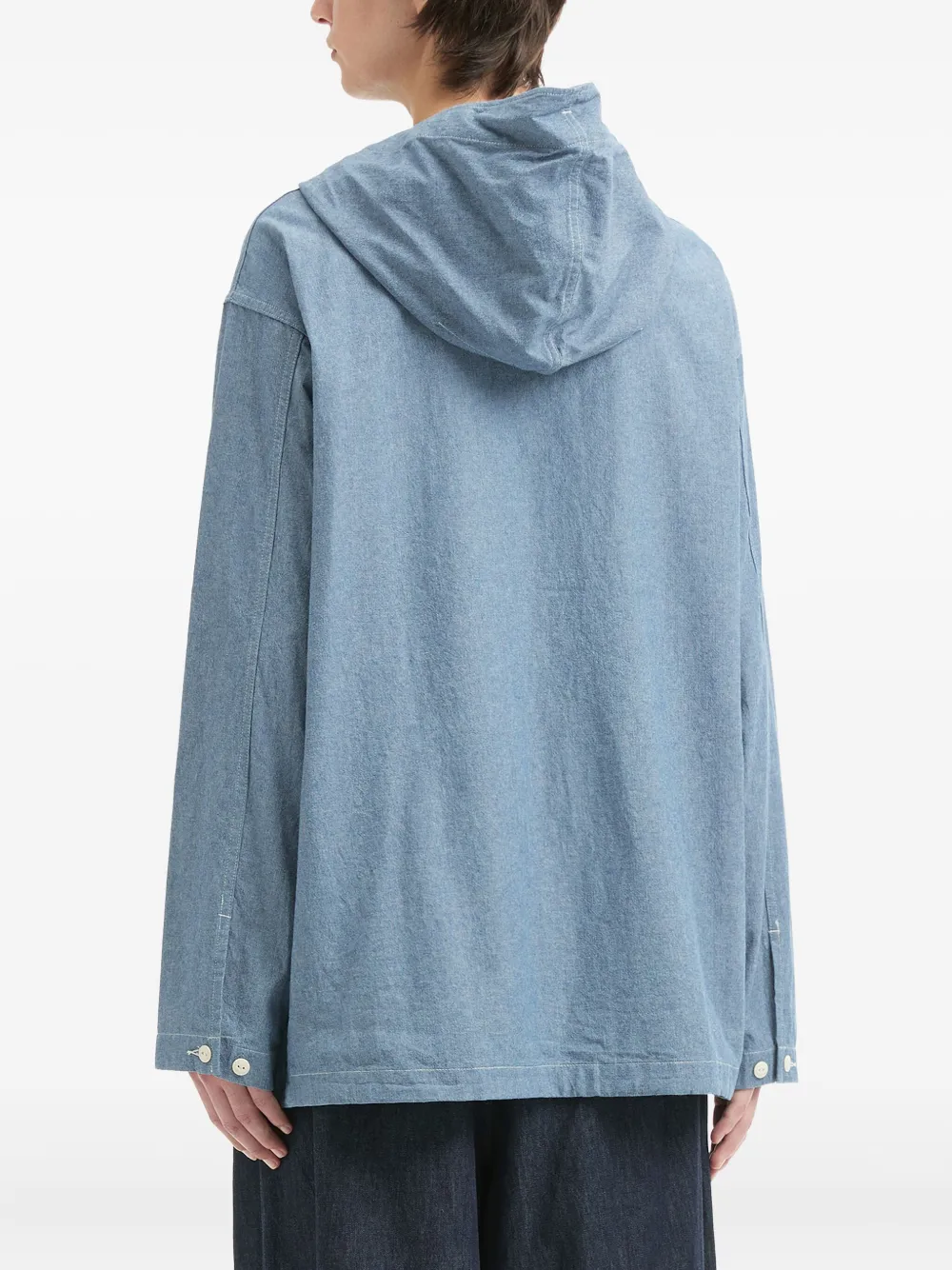 Engineered Garments Shirtjack met borstzak en capuchon Blauw