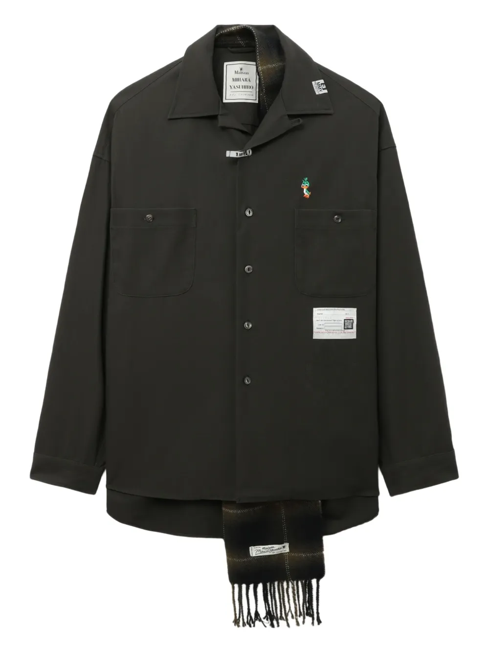 Maison MIHARA YASUHIRO スカーフディテール シャツ - ブラック Maison MIHARA YASUHIRO スカーフディテール シャツ - ブラック