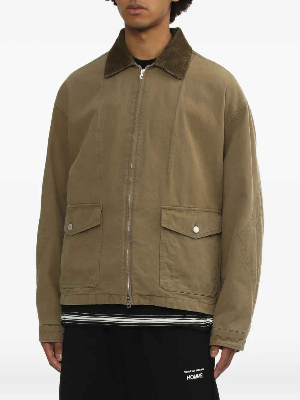 Comme des Garçons Homme Jack met ribfluwelen kraag Groen