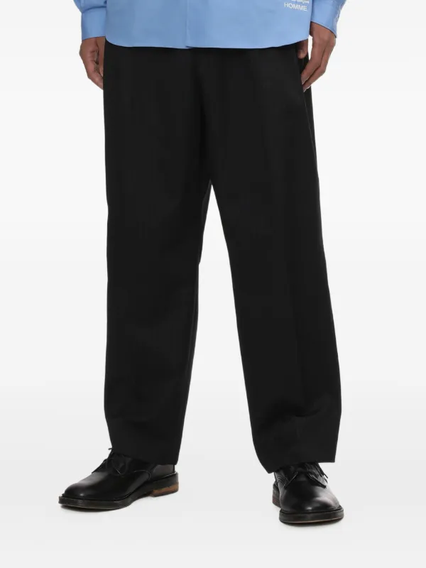 Comme Des Garçons Homme ストライプ プリーツパンツ | ブラック