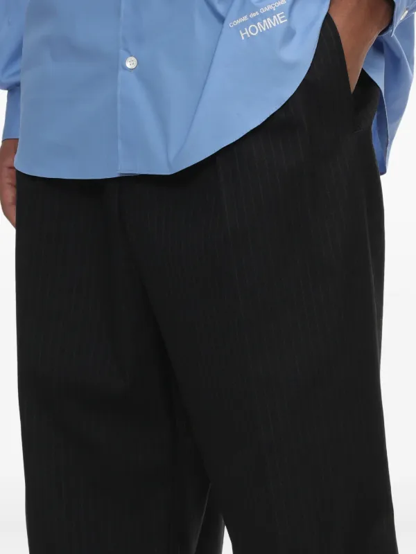 Comme Des Garçons Homme Pleated Pinstripe Trousers | Black | FARFETCH