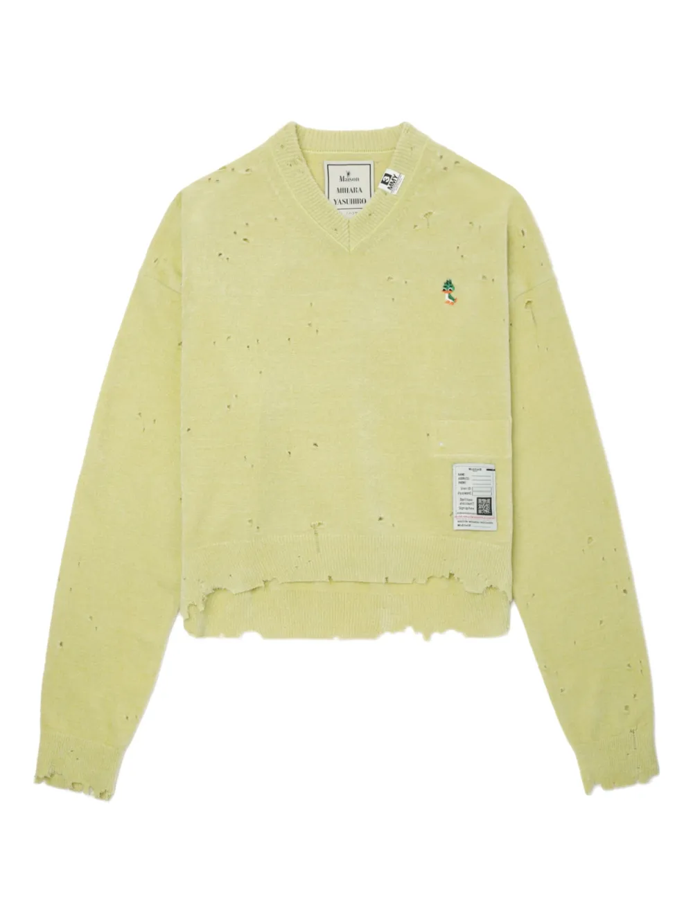 Maison MIHARA YASUHIRO سويتر برقبة V ومنسل | أخضر | Image 1