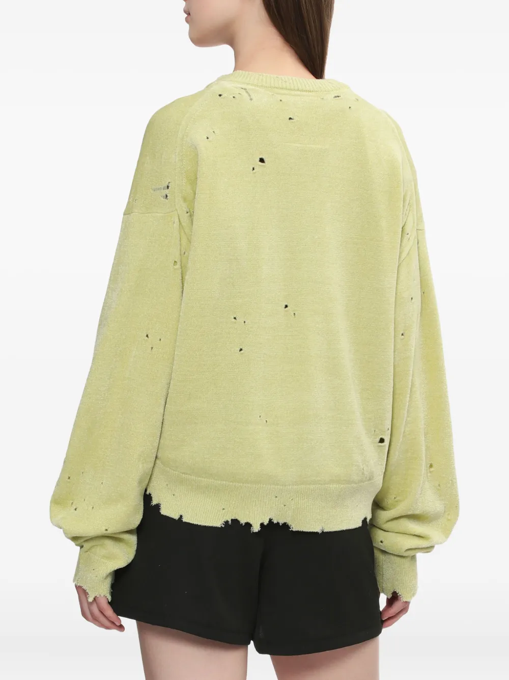 Miharayasuhiro Frayed V-neck Sweater In Green