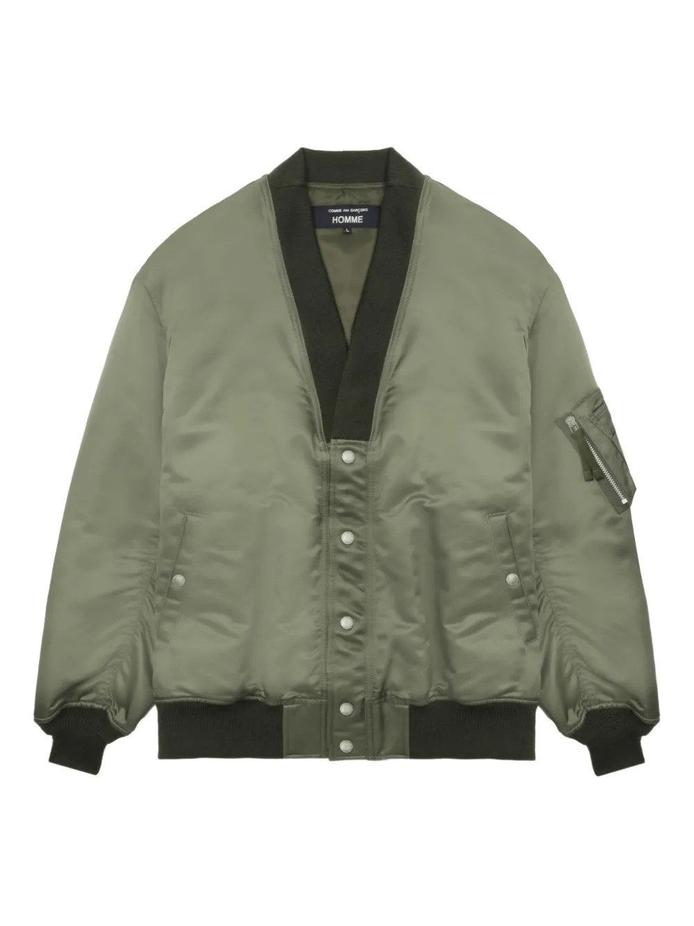 Comme des Garçons Homme V-neck bomber jacket | Green | Image 1