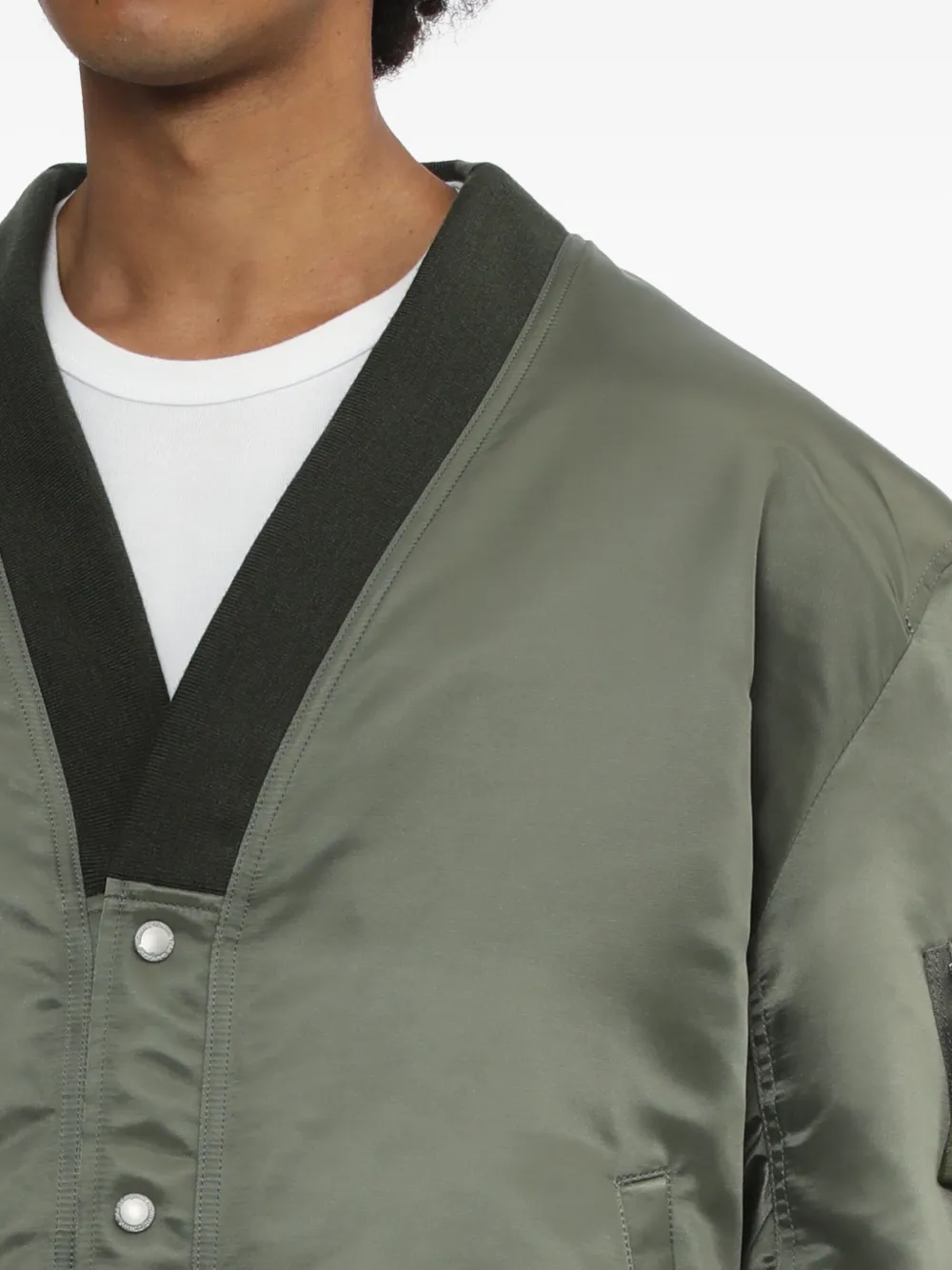 Comme Des Garçons Homme Deux V-neck Bomber Jacket In Green