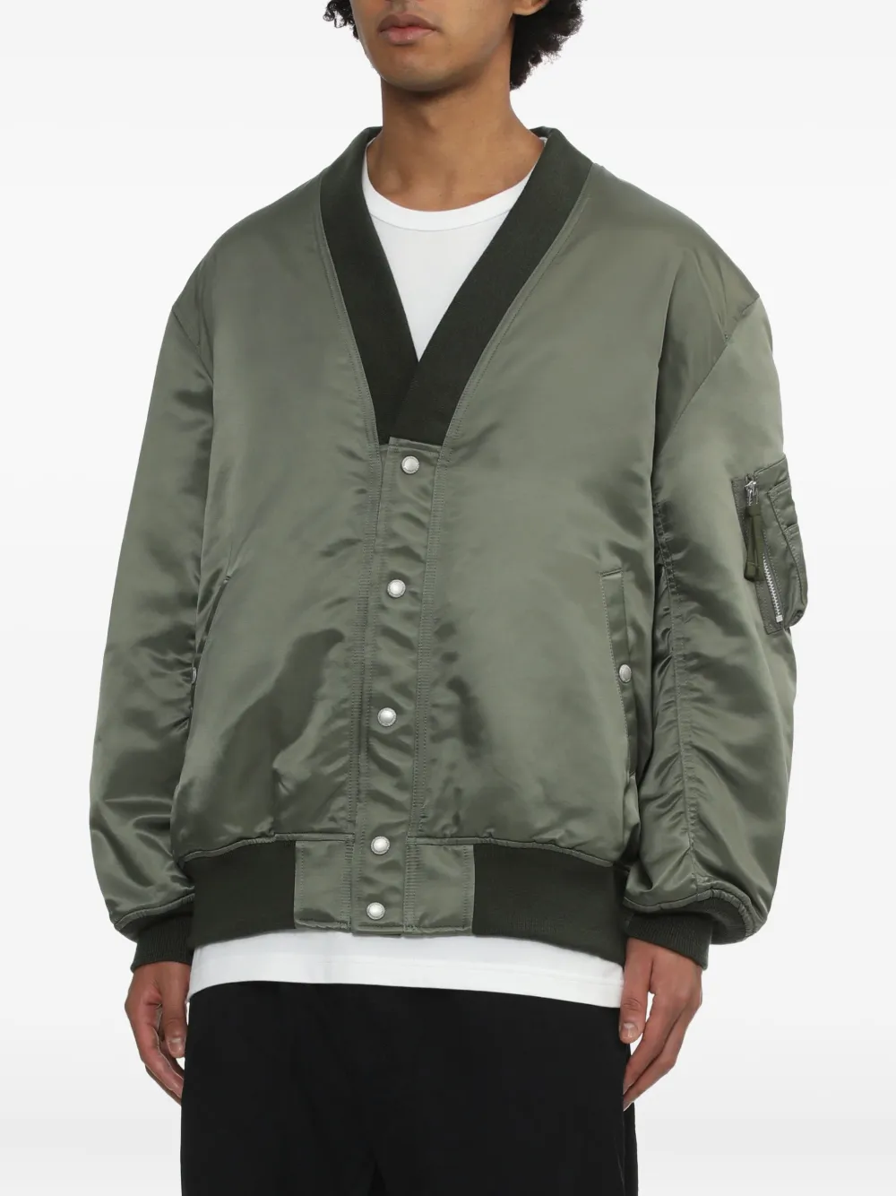 Comme Des Garçons Homme Deux V-neck Bomber Jacket In Green