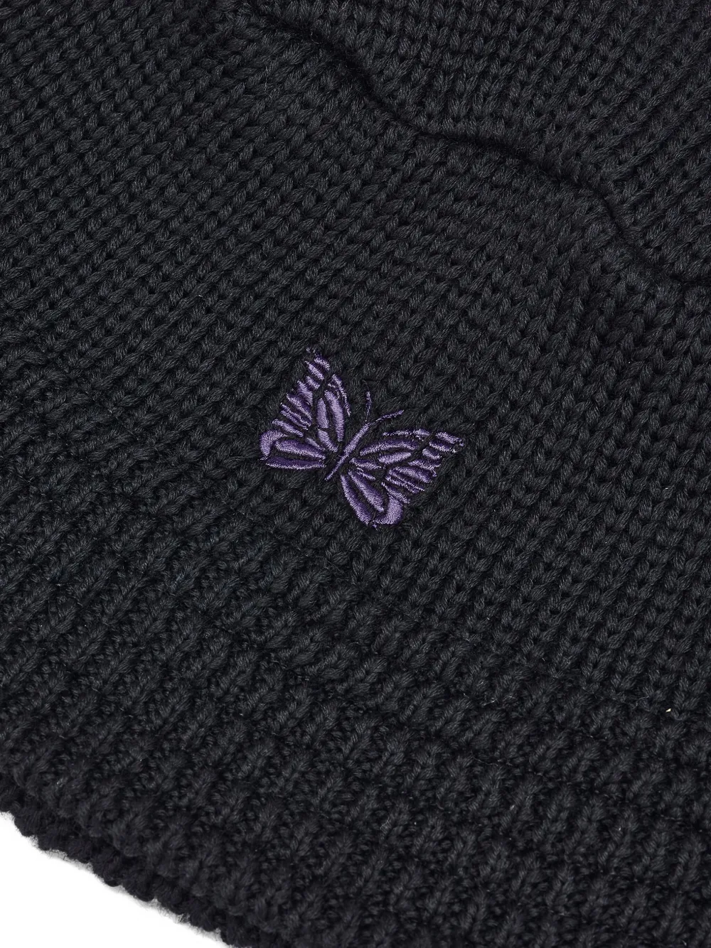 Needles Butterfly-embroidered Ribbed Bucket Hat In Black