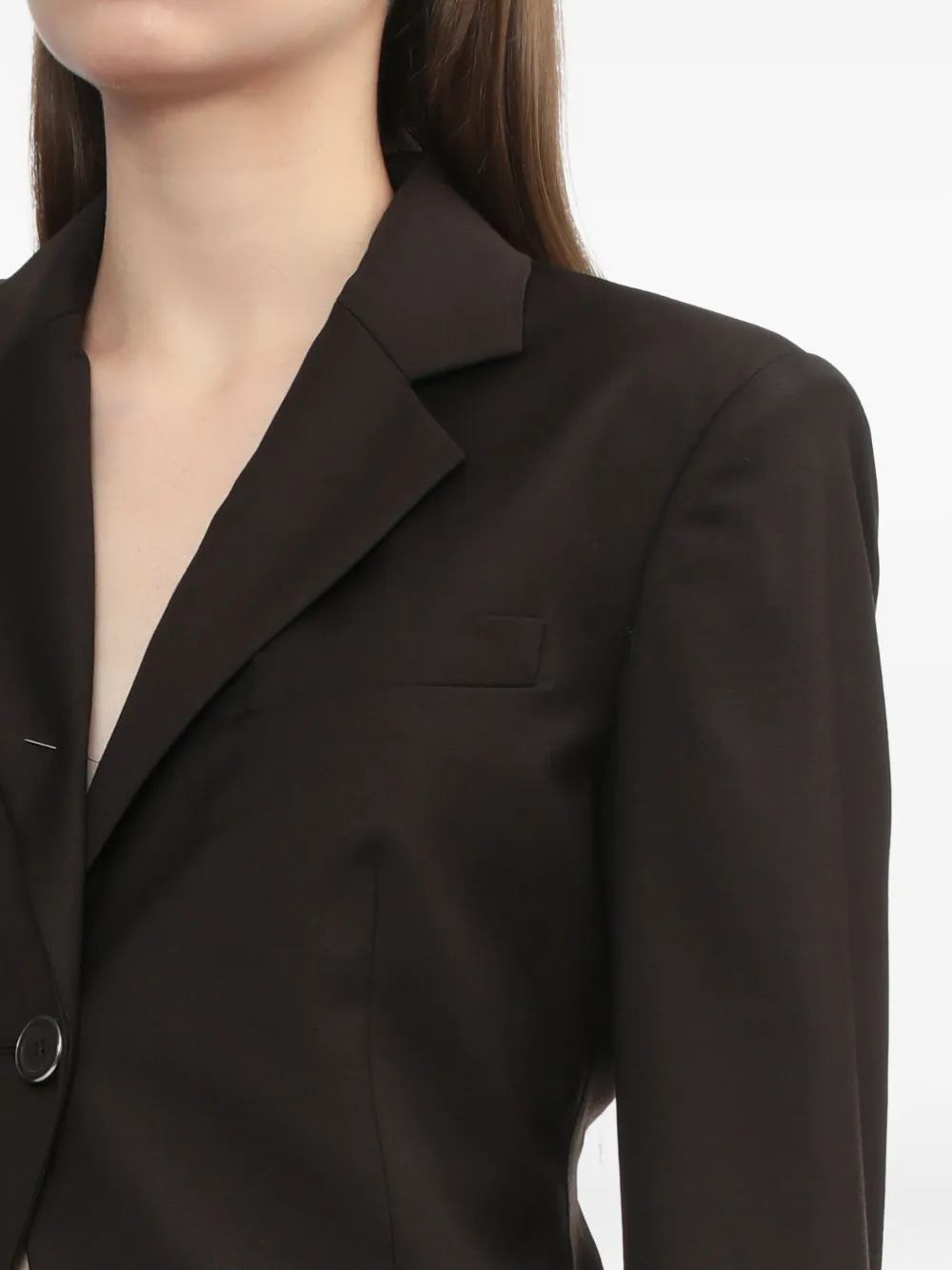 Helmut Lang Single-button Blazer In Brown