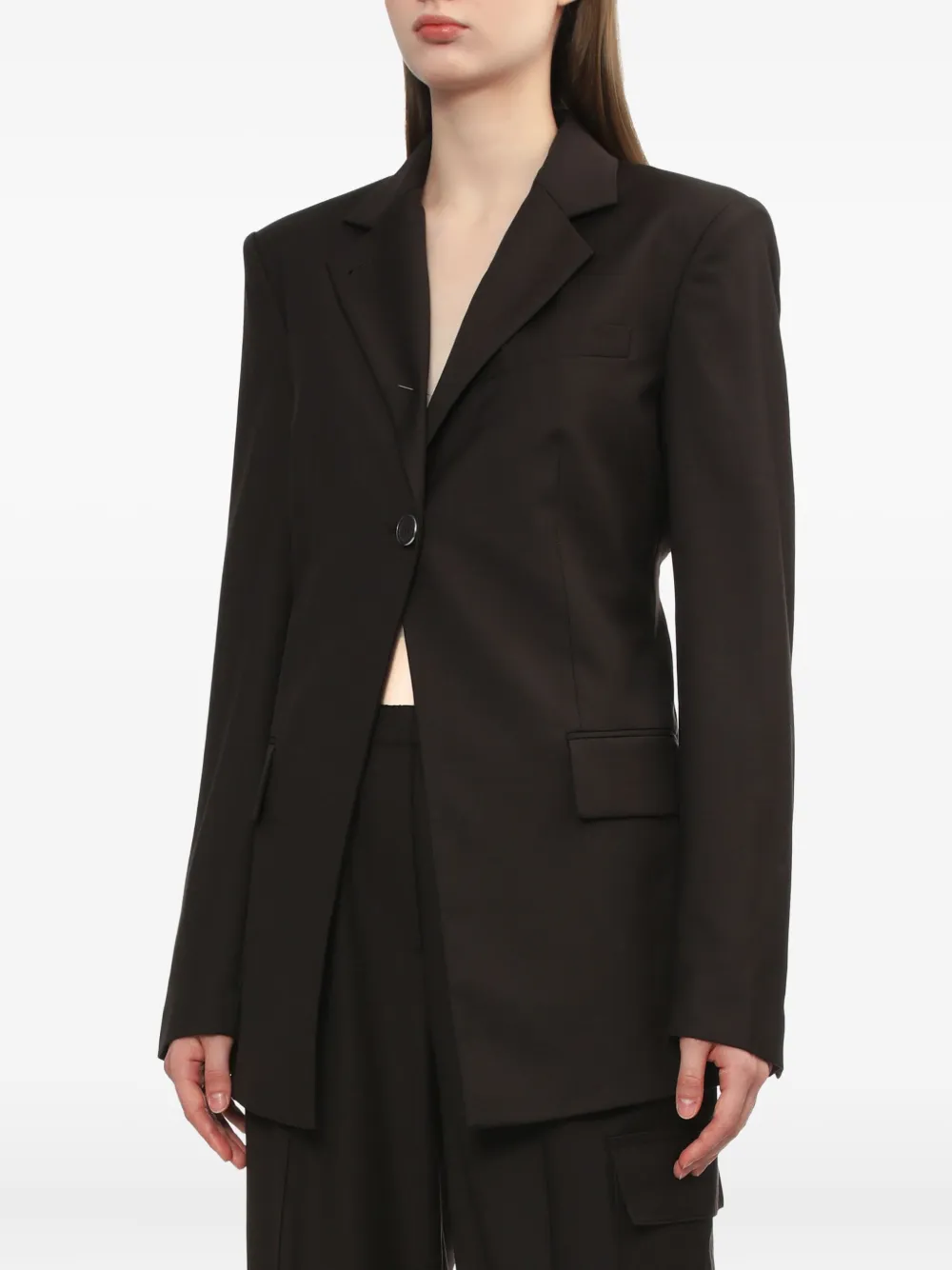 Helmut Lang Single-button Blazer In Brown