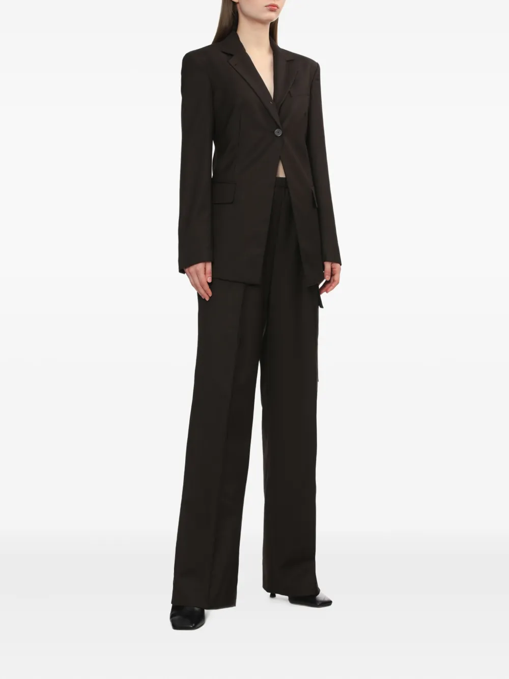 Helmut Lang Single-button Blazer In Brown