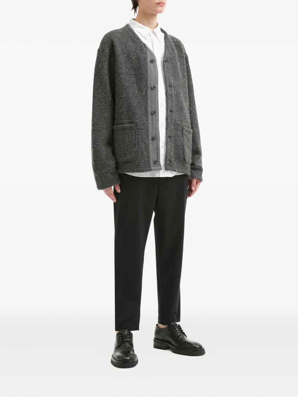 Engineered Garments Ribbed Cardigan In Gray