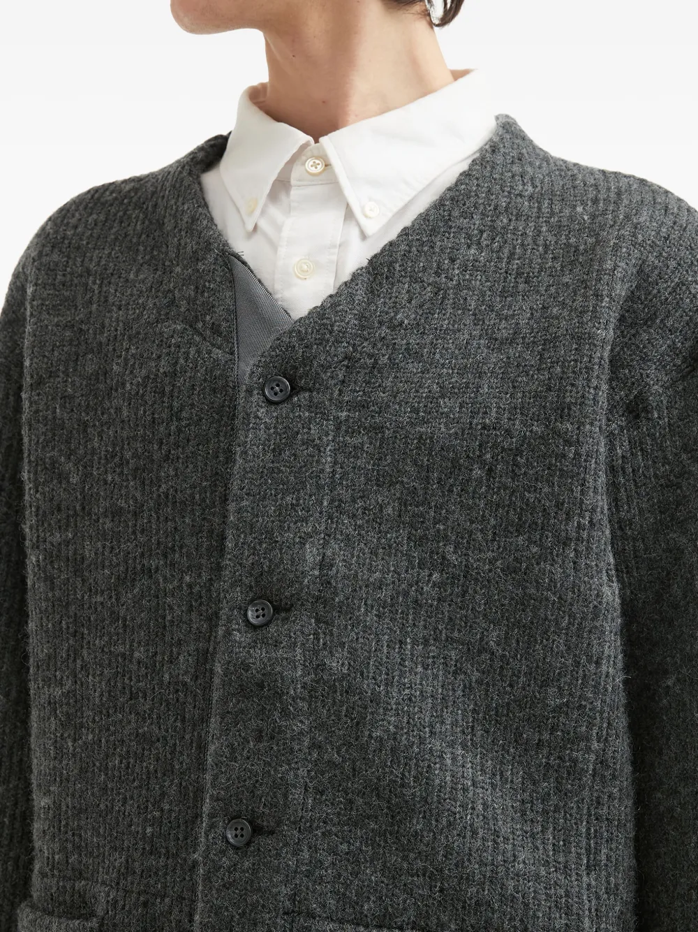Engineered Garments Ribbed Cardigan In Gray
