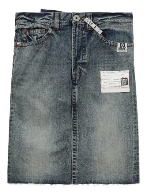 Maison MIHARA YASUHIRO frayed denim midi straight skirt