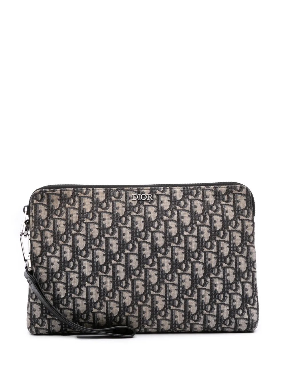 Christian Dior Pre-Owned 2019 オブリーク キャンバス ポーチ クラッチバッグ - ブルー Christian Dior Pre-Owned 2019 オブリーク キャンバス ポーチ クラッチバッグ - ブルー