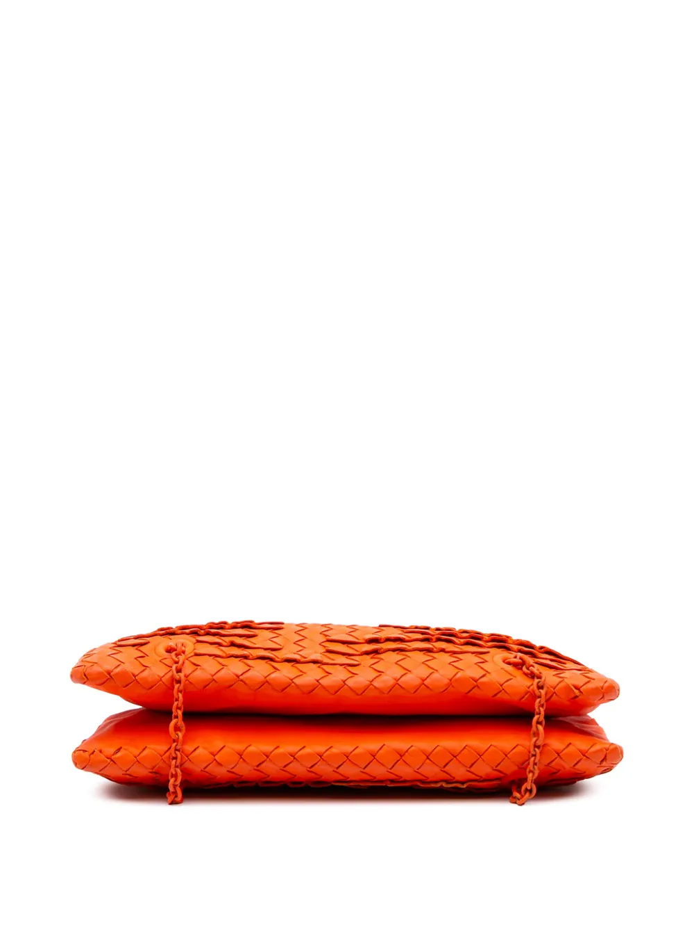 Pre-owned Bottega Veneta 2012-2025 Nappa Intrecciato Ruffle Duo Shoulder Bag In Orange