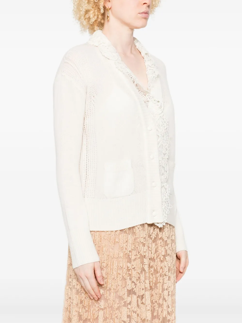 Ermanno Scervino Vest met kanten afwerking en knopen Wit