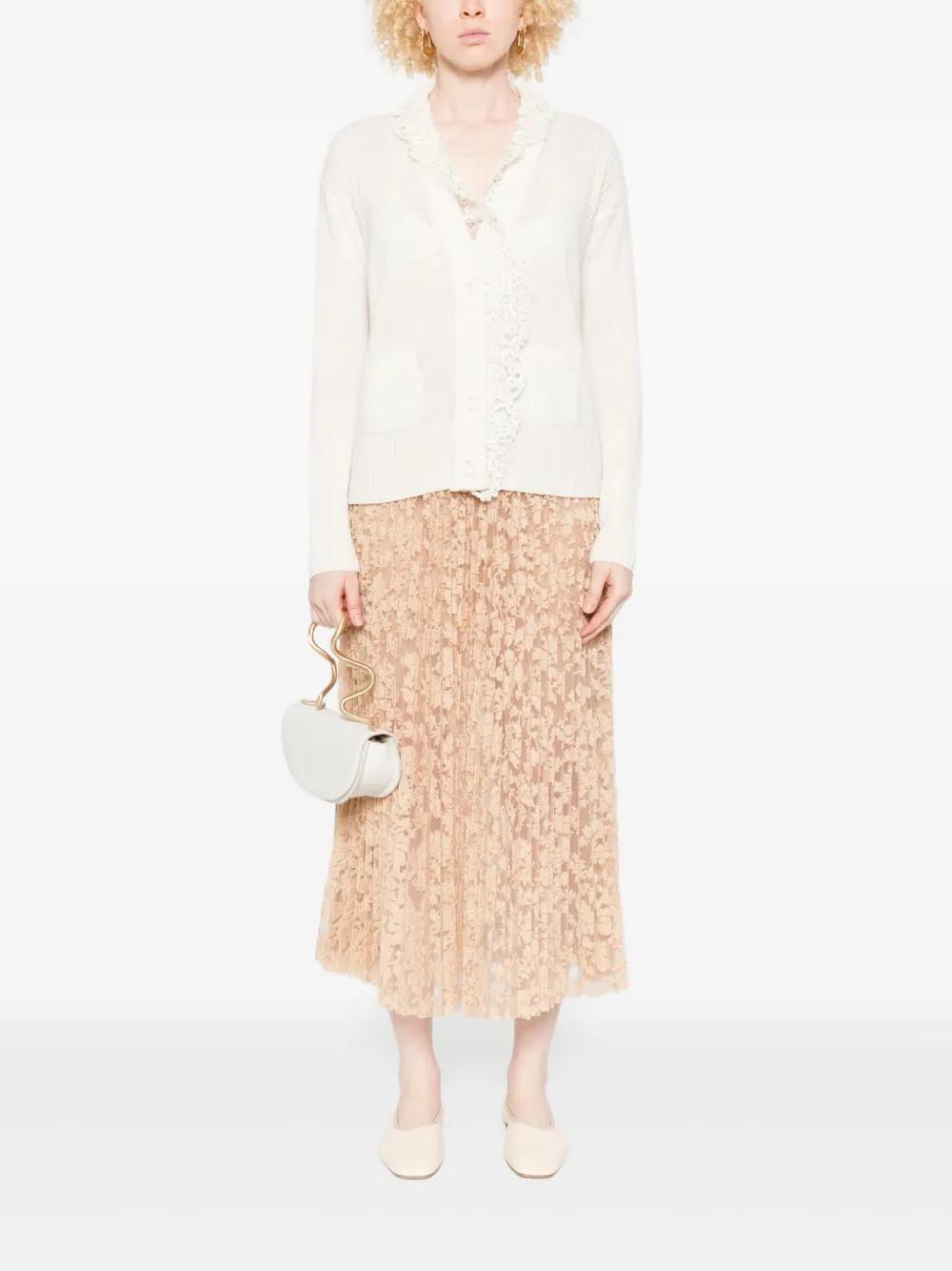 Ermanno Scervino lace-trimmed buttoned cardigan | Cardigans | Image 2