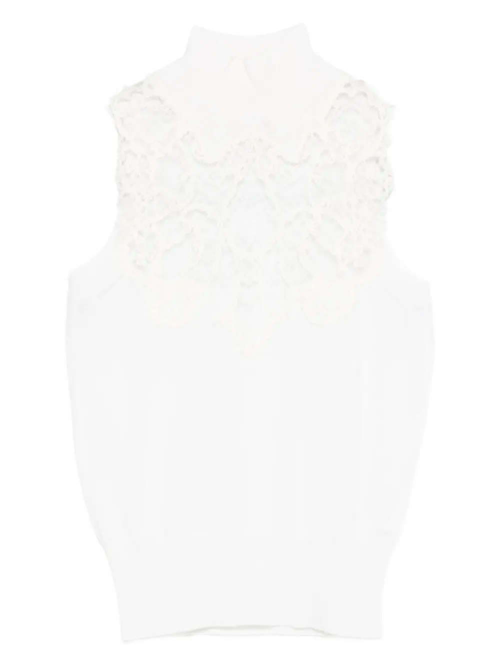 Ermanno Scervino lace-insert high-neck vest | White | Image 1