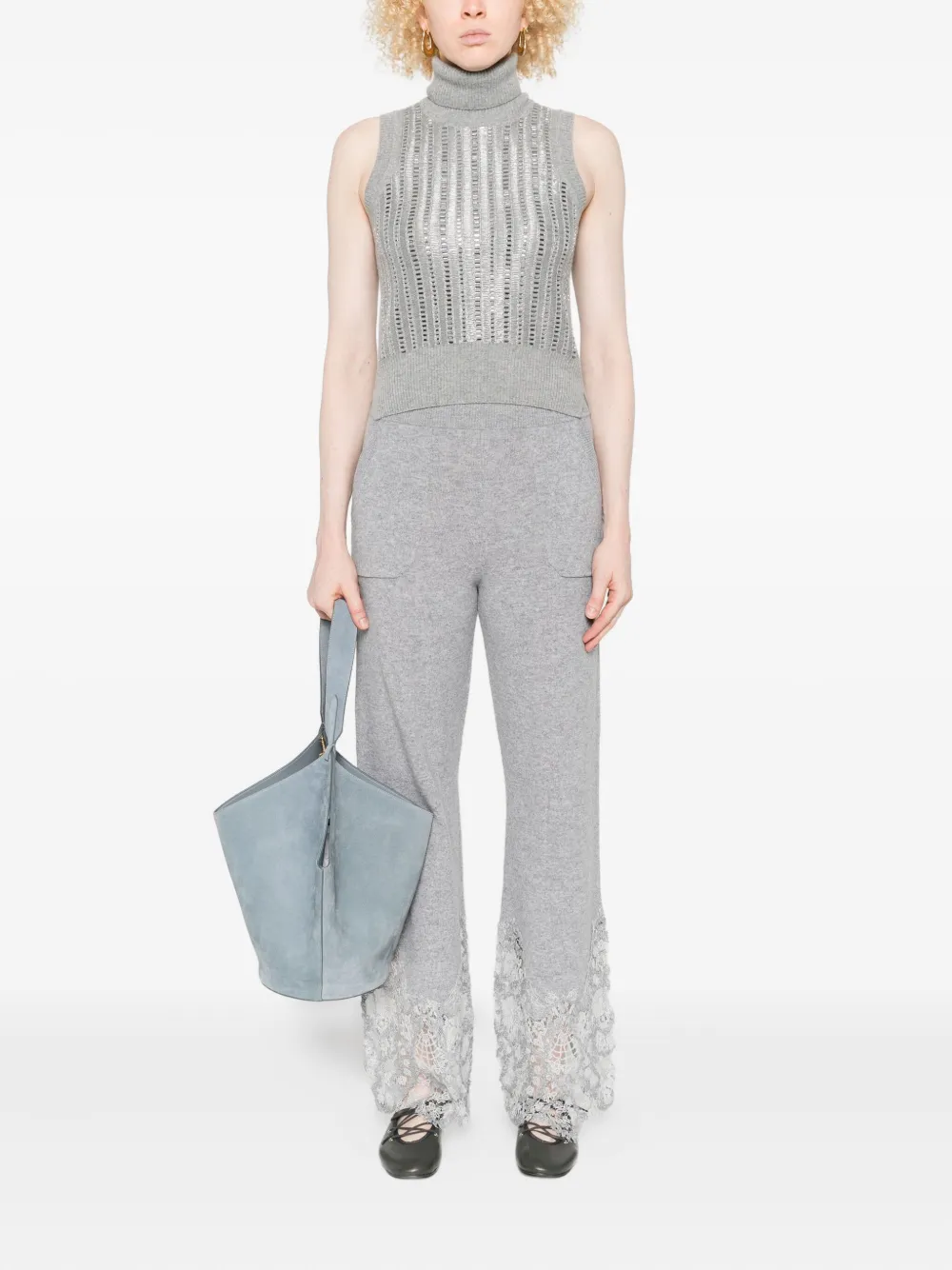 Ermanno Scervino Kasjmier broek met kanten afwerking - Grijs