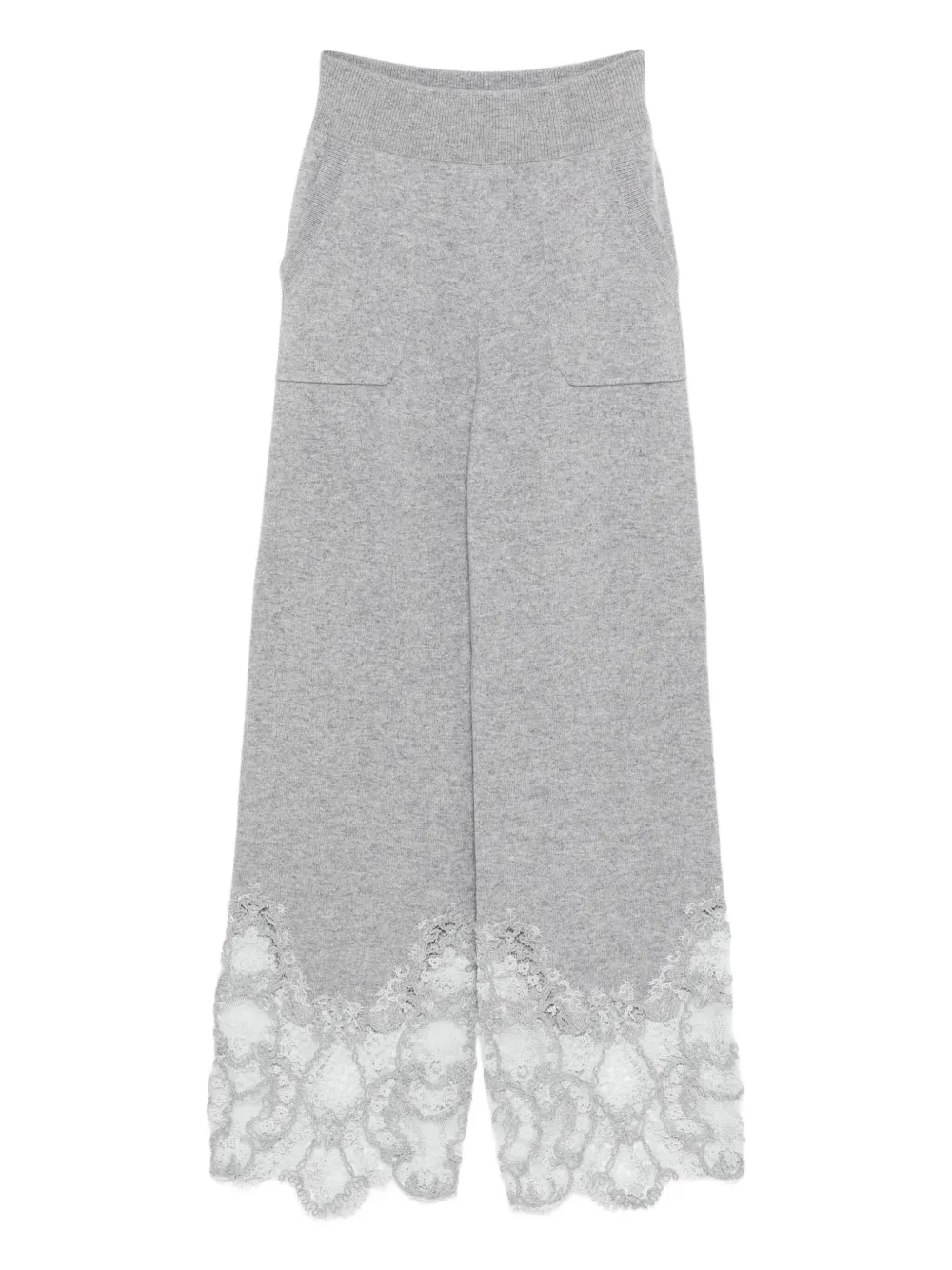 Ermanno Scervino lace-trimmed cashmere trousers | Grey | Image 1
