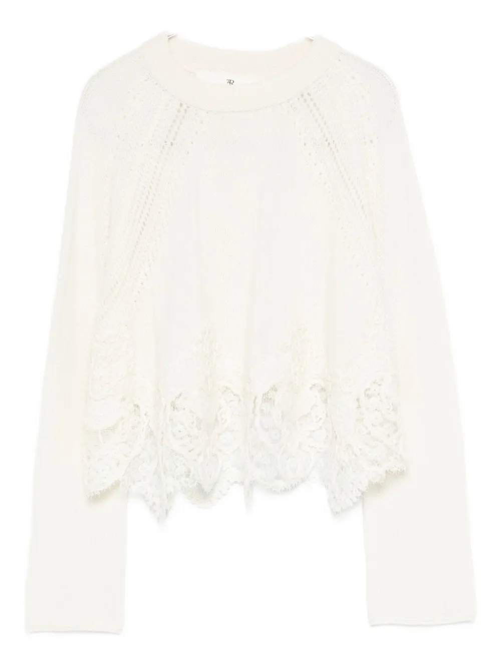Ermanno Scervino lace-trimmed sweater - ホワイト Ermanno Scervino lace-trimmed sweater - ホワイト
