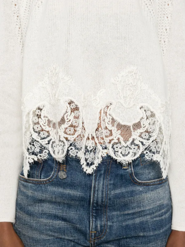 Ermanno Scervino lace-trimmed Sweater | White | FARFETCH TH